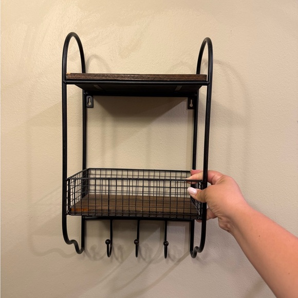 Hobby Lobby Black and Brown Display Shelves with Hooks - Picture 1 of 2